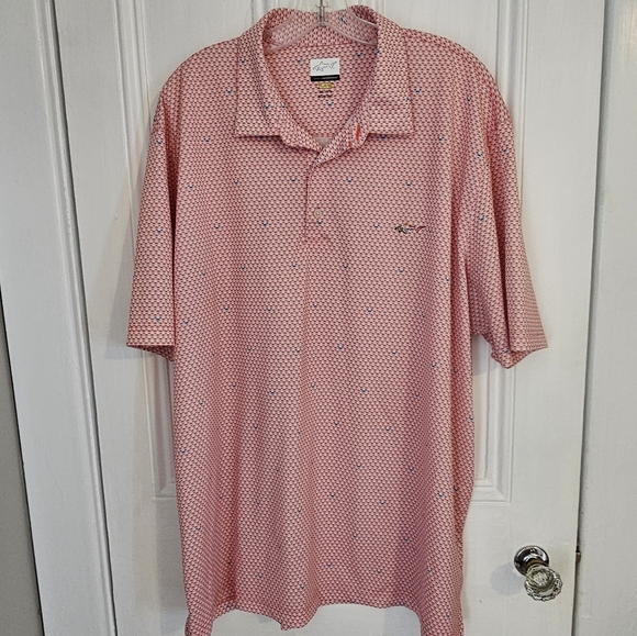 NWOT Greg Norman Mens Size XXL Play Dry Polo Crabs Coral Blue Golf Performance - Picture 1 of 9